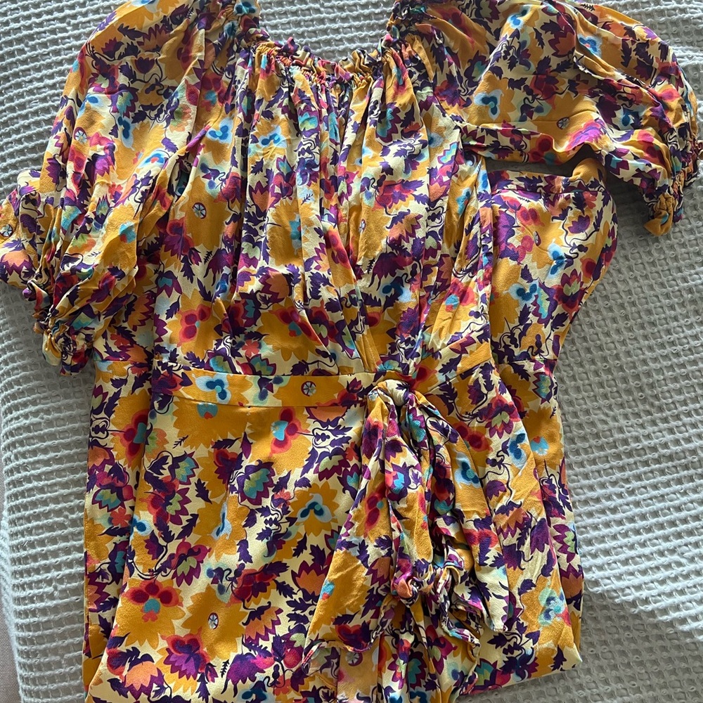 SALONI Yellow Dress with Puff Sleeves